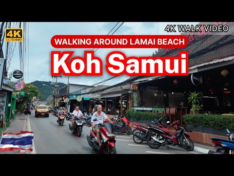 [4K HDR] Koh Samui | Lamai Beach Walking Tour | Thailand Beach