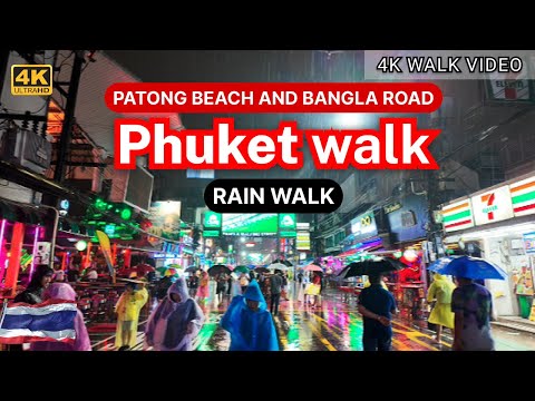 [4K HRD] Heavy Rain Walk Phuket Patong Bangla Road | Thailand Street Walk