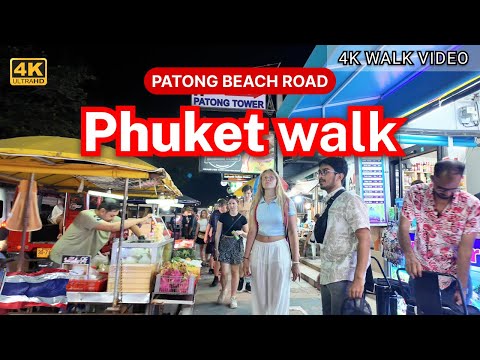[4K HRD] Night Walk Around Patong Beach Phuket | Thailand Street Walk
