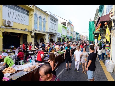 [4K] Walking around Lard Yai sunday walking street market, Phuket