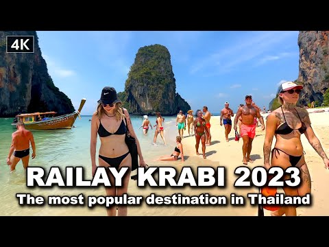 【🇹🇭 4K】Walking in Railay Beach Krabi – The most popular destination in Thailand 2023